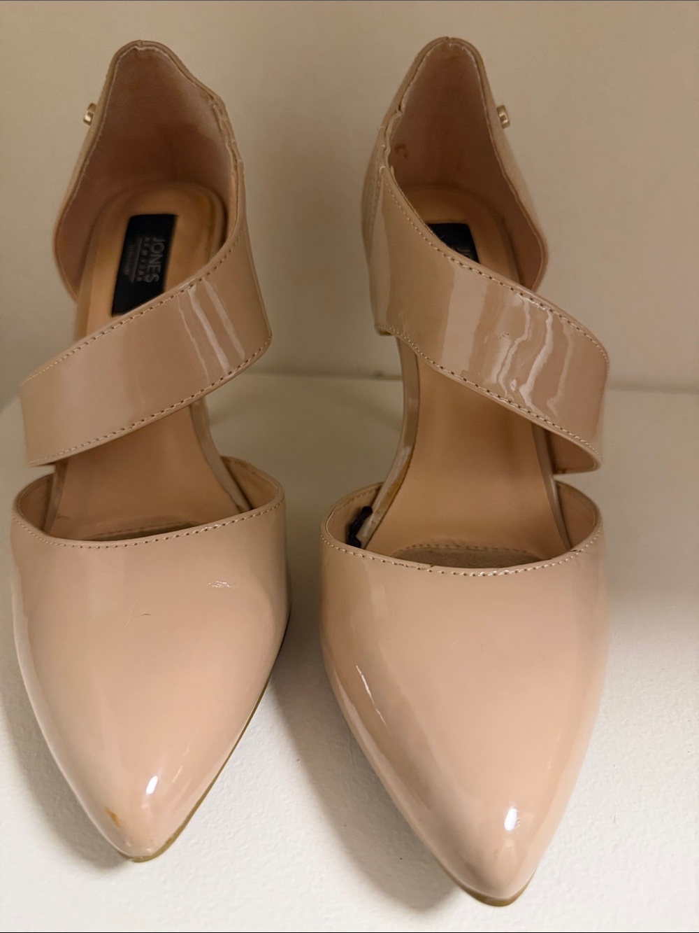 Jones New York Blush Patent Pointed-Toe Strappy Pumps